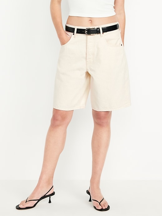 Image number 2 showing, Mid-Rise Baggy Jean Bermuda Shorts -- 9-inch inseam