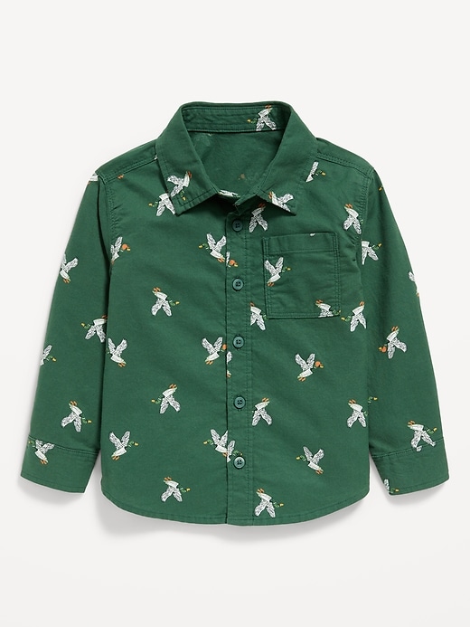 Image number 1 showing, Printed Long-Sleeve Oxford Shirt for Toddler Boys