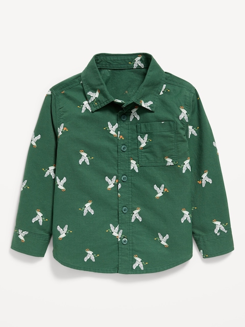 Printed Long-Sleeve Oxford Shirt for Toddler Boys - Field Of Greens