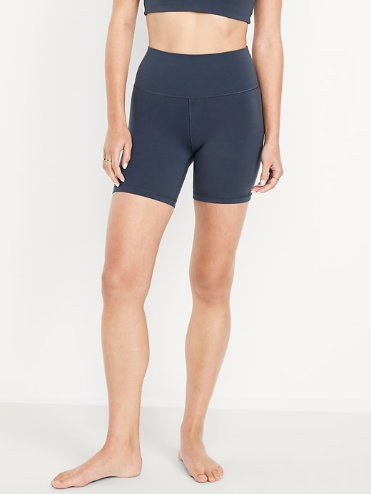 Image number 1 showing, High-Waisted StudioSmooth Biker Shorts -- 6-inch inseam