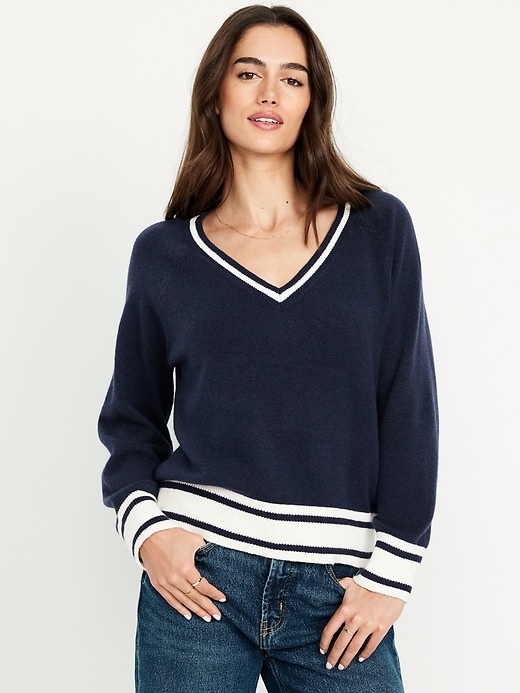 Image number 1 showing, SoSoft Loose V-Neck Sweater