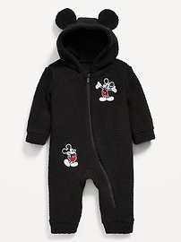 L'image numéro 1 présente Barboteuse une-pièce à capuchon Mickey Mouse de Disney© en Sherpa pour bébé