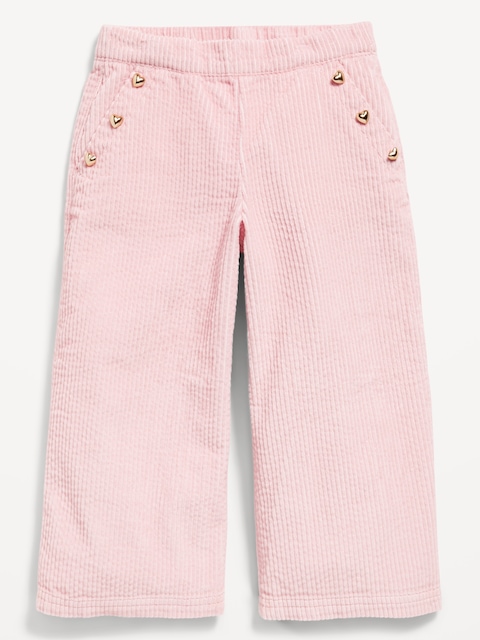 Pantalon à jambe large à taille extensible en velours côtelé pour toute-petite fille