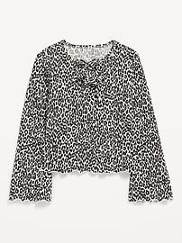 Image number 2 showing, Long-Sleeve Tie-Bow Front Top for Girls