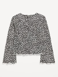 Image number 3 showing, Long-Sleeve Tie-Bow Front Top for Girls