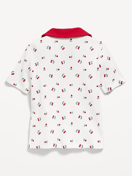 Image number 3 showing, Short-Sleeve Fitted Collared Top for Girls