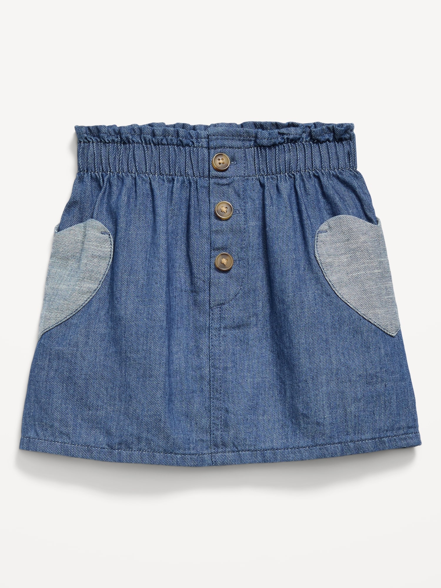 Chambray Heart-Pocket Skirt for Toddler Girls
