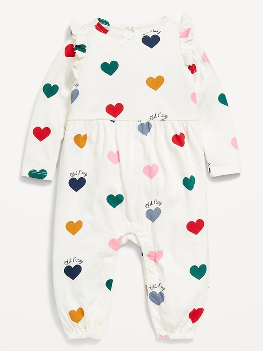 View large product image 1 of 2. Printed Long-Sleeve Logo-Graphic Jumpsuit for Baby