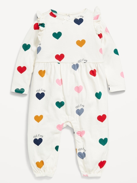 Printed Long-Sleeve Logo-Graphic Jumpsuit for Baby - Blue