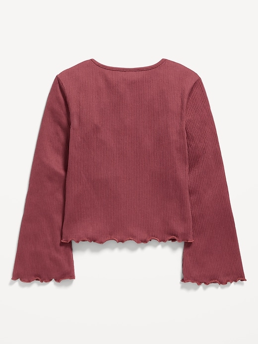 Image number 3 showing, Long-Sleeve Tie-Bow Front Top for Girls