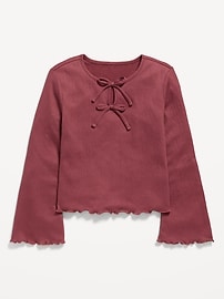 Image number 2 showing, Long-Sleeve Tie-Bow Front Top for Girls