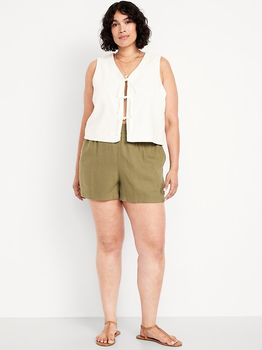 Image number 5 showing, High-Waisted Linen-Blend Shorts