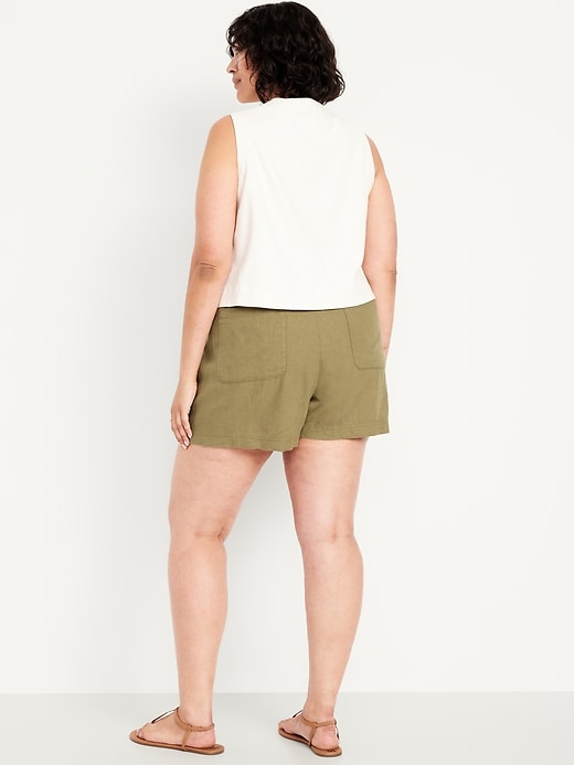 Image number 6 showing, High-Waisted Linen-Blend Shorts