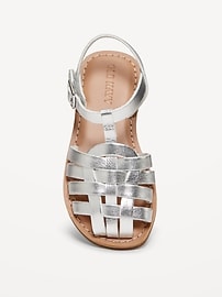 Image number 2 showing, Faux-Leather Fisherman Sandals for Toddler Girls