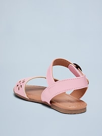 View large product image 3 of 6. Faux-Leather Perforated Sandals for Toddler Girls