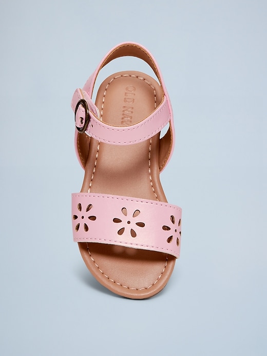 View large product image 2 of 6. Faux-Leather Perforated Sandals for Toddler Girls
