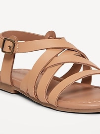 View large product image 5 of 5. Faux-Leather Strappy Sandals for Toddler Girls