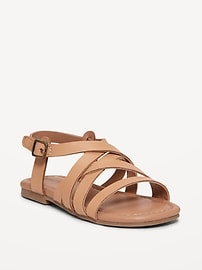 Image number 1 showing, Faux-Leather Strappy Sandals for Toddler Girls