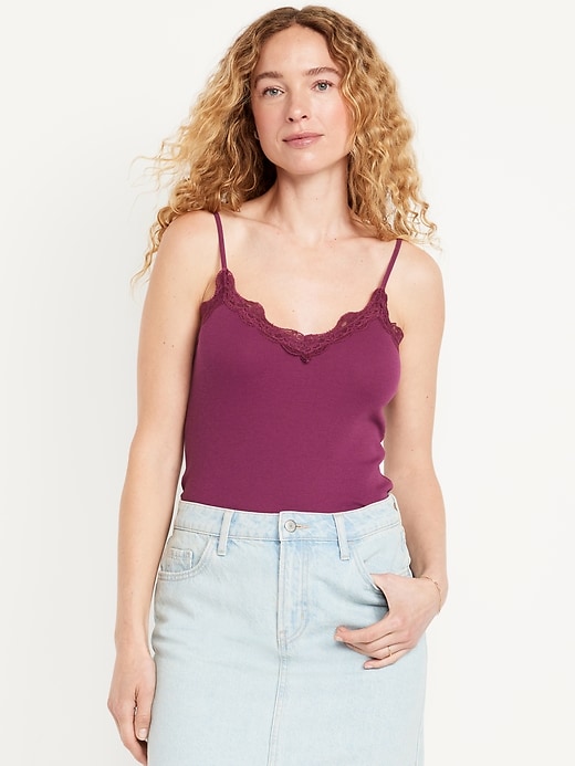 Image number 1 showing, Lace-Trim Cami Tank Top