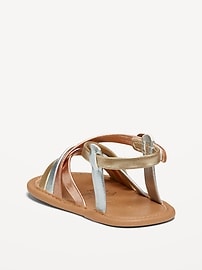 View large product image 3 of 4. Metallic Faux-Leather Strappy Sandals for Baby
