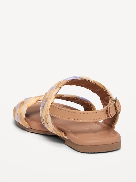 View large product image 2 of 4. Faux-Leather Raffia Sandals for Toddler Girls