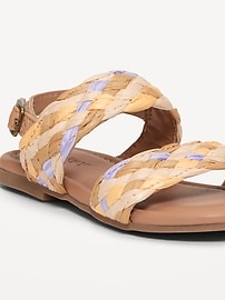 View large product image 4 of 4. Faux-Leather Raffia Sandals for Toddler Girls
