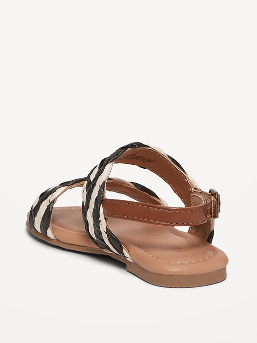 View large product image 2 of 4. Faux-Leather Raffia Sandals for Toddler Girls