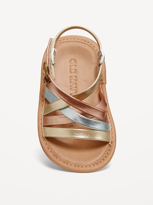 View large product image 2 of 4. Metallic Faux-Leather Strappy Sandals for Baby