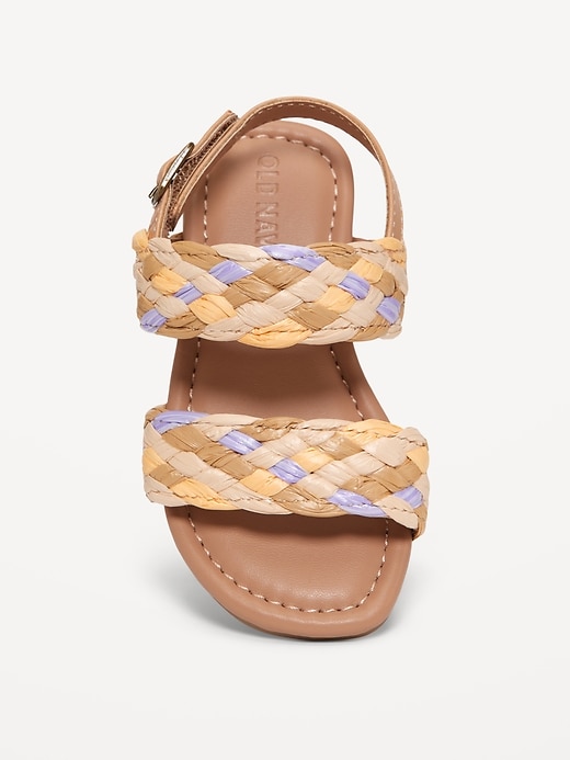 View large product image 1 of 4. Faux-Leather Raffia Sandals for Toddler Girls