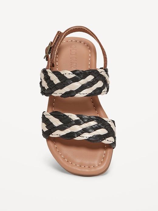 View large product image 1 of 4. Faux-Leather Raffia Sandals for Toddler Girls