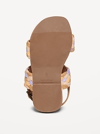 View large product image 3 of 4. Faux-Leather Raffia Sandals for Toddler Girls