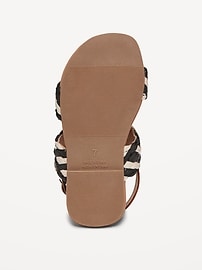 View large product image 3 of 4. Faux-Leather Raffia Sandals for Toddler Girls