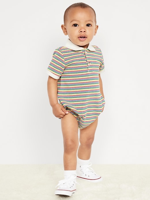 View large product image 1 of 2. Short-Sleeve Polo One-Piece for Baby