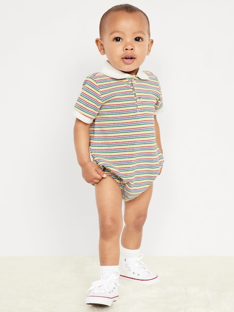 Short-Sleeve Polo One-Piece for Baby