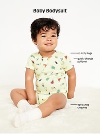 View large product image 3 of 3. Printed Sleeveless Henley Bodysuit for Baby