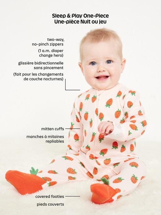 View large product image 2 of 2. 2-Way-Zip Sleep & Play Ruffled Footed One-Piece for Baby