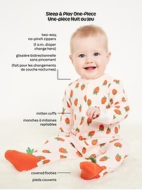 L'image numéro 2 présente Une-pièce Nuit ou jeu à pieds à glissière bidirectionnelle pour bébé (paquet de 3)