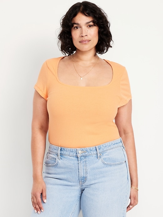 Image number 6 showing, Ribbed Square-Neck T-Shirt