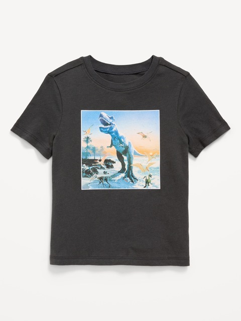 T-shirt à manches courtes à imprimé unisexe pour tout-petit - Noir