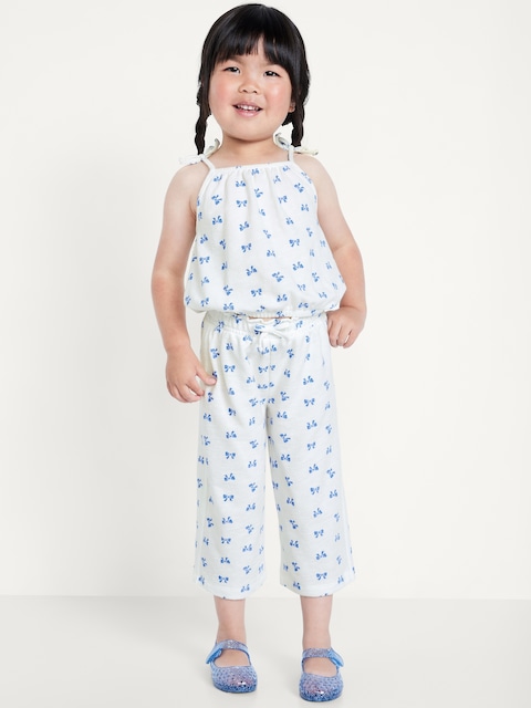 Ensemble camisole à ourlet cintré et pantalon à jambe large à motif pour toute-petite fille