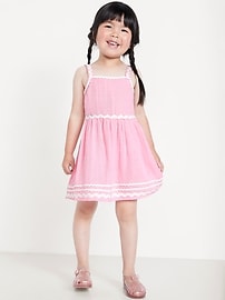 Image number 1 showing, Sleeveless Double-Weave Fit and Flare Dress for Toddler Girls