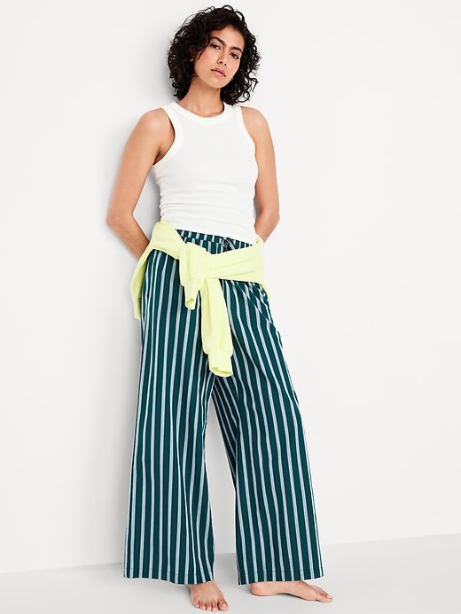 Image number 3 showing, Poplin Wide-Leg Pajama Pants