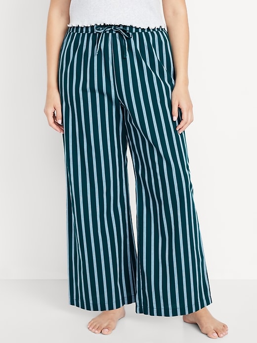 Image number 5 showing, Poplin Wide-Leg Pajama Pants
