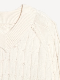 Image number 3 showing, Wool-Blend V-Neck Cable Cropped Sweater