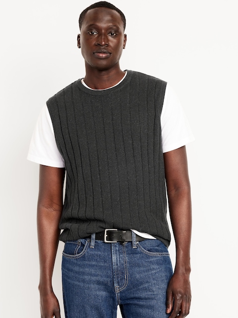 Ribbed Sweater Vest - Gray