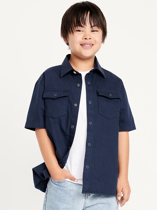 View large product image 1 of 3. Short-Sleeve Western Pocket Shirt for Boys