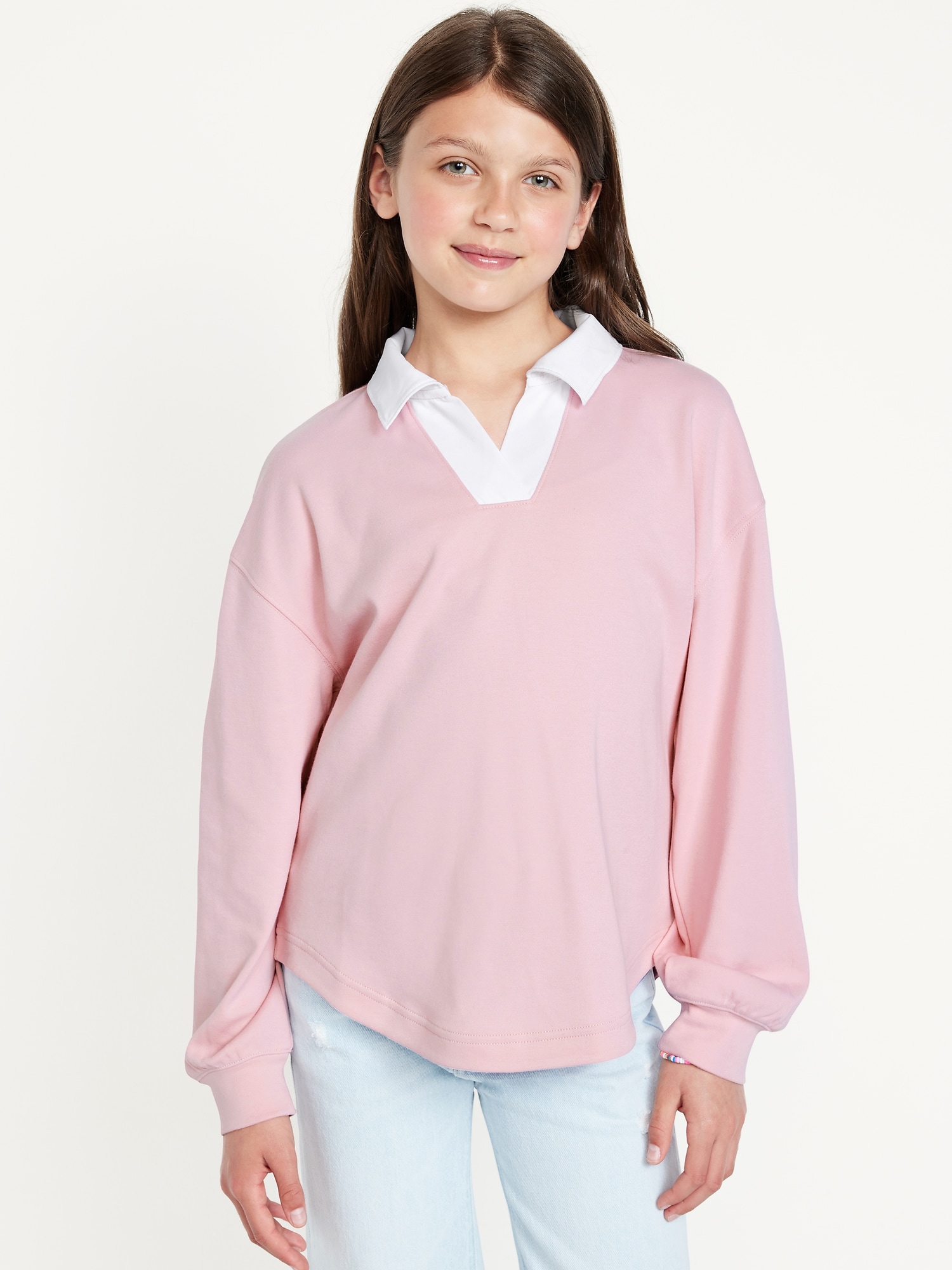 Oversized Tunic Rugby Polo Shirt for Girls