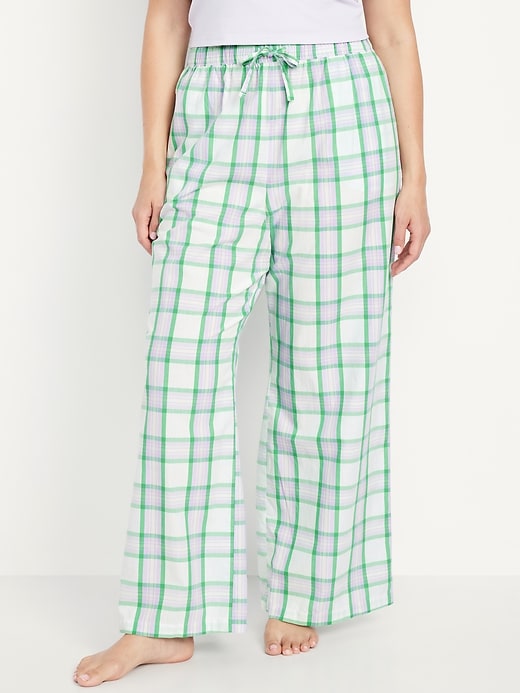 Image number 5 showing, Poplin Wide-Leg Pajama Pants