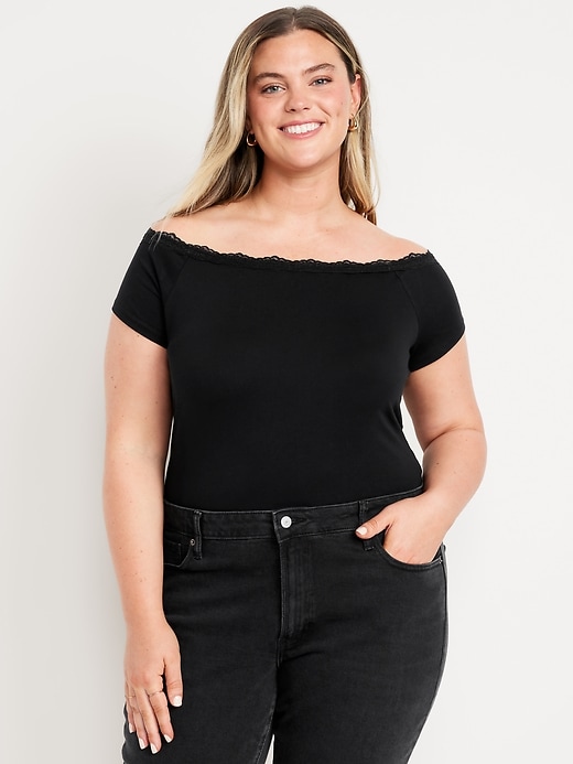 Image number 6 showing, Off-Shoulder Lace-Trim Top
