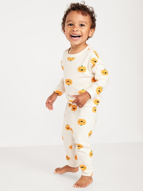 Printed French Terry Sweatshirt and Pants Set for Baby - White